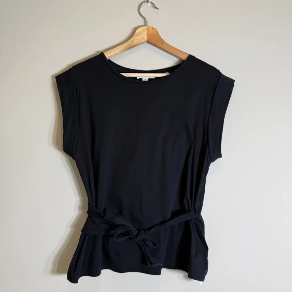 Vince Open Back Wrap Top Women's Medium Black Minimalist Quiet Luxury Structured - Picture 6 of 16